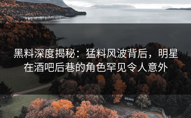 黑料深度揭秘:猛料风波背后,明星在酒吧后巷的角色罕见令人意外 黑料深度揭秘:猛料风波背后,明星在酒吧后巷的角色罕见令人意外
